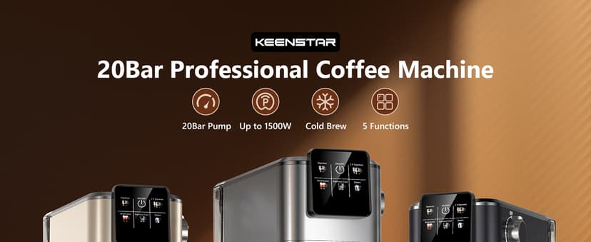 KEENSTAR 20Bar Espresso Machine with Rapid Cold Brew, Hot & Iced Coffee Machine, Espresso Maker with Milk Frother Steam Wand, Touch Screen with 40oz Water Tank for Latte, Cappuccino, Gift