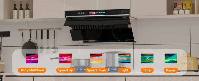 Under Cabinet Range Hood 30 inch, 900 CFM Kitchen Hood with Voice/Gesture/Touch Control,Ducted/Ductless Convertible Stainless Steel Range Hood, 4 Speed Exhaust Fan,Adjustable Lights