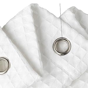 Creative Scents Fabric White Shower Curtain for Bathroom - Spa, Hotel Luxury Matt Waffle Weave Square Design, Water Repellent, 230 GSM Weighty Cloth, 72" x 72" for Decorative Bathroom Curtains