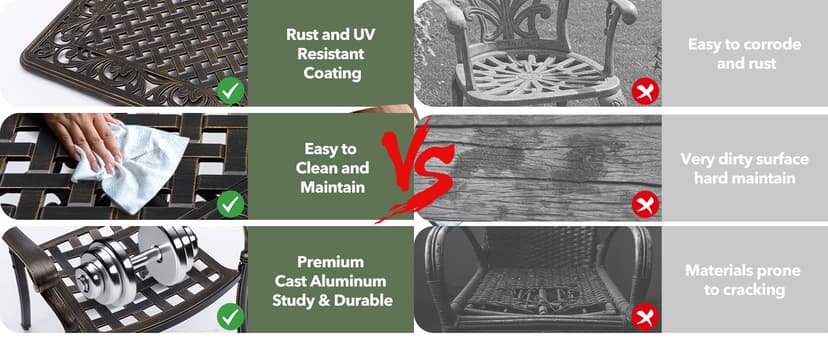 9 Piece Cast Aluminum Outdoor Dining Set, Retro Patio Dining Furniture Set for 8 Includes 86” Table 2 Swivel & 6 Stackable Lattice Chairs with Cushions and 2“ Umbrella Hole for Porch Poolside Garden