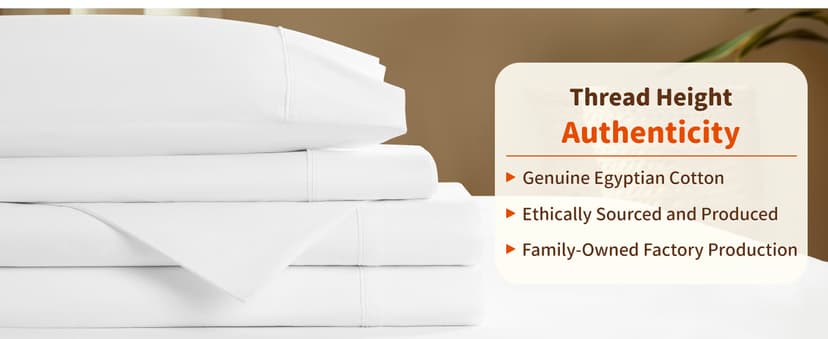 LBRO2M 100% Egyptian Cotton Sheets Set 1000 Thread Count,Queen Size Bed Sheet 4 Piece Sets,Long Staple,16 Inches Deep Pocket,All Season,Bedding Super Soft Breathable,Sateen Weave(White)