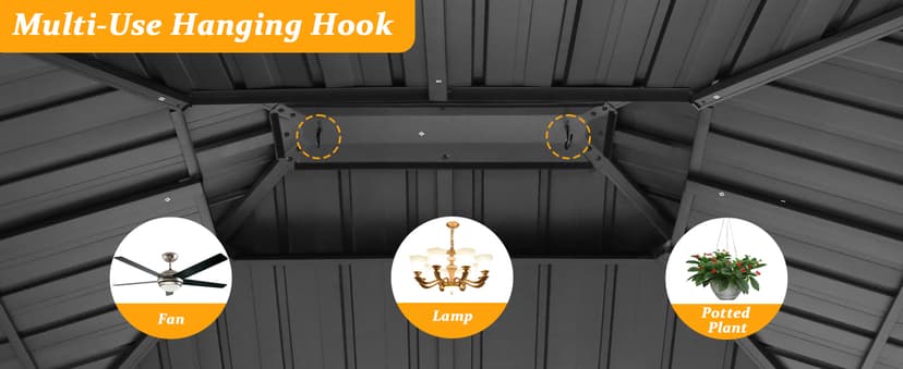 HOTEEL 10x12 Hardtop Gazebo Hot Tub Gazebo with Flame-Retardant Curtain Netting, Heavy Duty Pavilion with Galvanized Steel Double Roof, Aluminum Frame Outdoor Canopy for Patio, Party (2025 Upgraded)