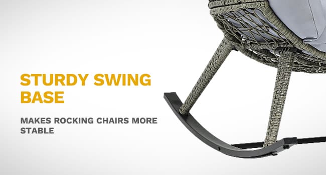 DWVO Wicker Rocking Egg Chair, Oversized Indoor Outdoor Rattan Rocking Chair, Indoor Outdoor Lounger for Patio, Backyard, Living Room, Light Gray