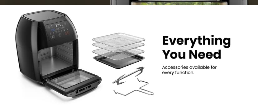 CHEFMAN Multifunctional Digital Air Fryer+ Rotisserie, Dehydrator, Convection Oven, 17 Touch Screen Presets Fry, Roast, Dehydrate, Bake, XL 10L Family Size, Auto Shutoff, Large Easy-View Window, Black