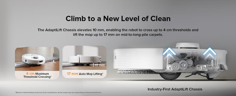 roborock Qrevo Edge Robot Vacuum and Mop, 18,500Pa Suction, Zero-Tangling, AdaptiLift Chassis, Al Obstacle Recognition, Hot Water Mop Washing & Dock Self Cleaning, Corner to Edge Deep Cleaning