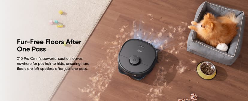 eufy X10 Pro Omni Robot Vacuum and Mop Combo, 8,000 Pa Suction, Dual Mops with 12 mm Auto-Lift and Carpet Detection, AI Obstacle Avoidance, Auto Mop Washing, Auto Drying, Self-Emptying, Self-Refilling