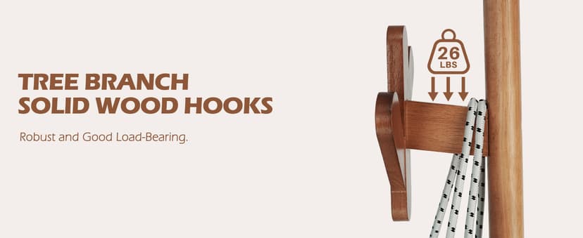 CozyDH Solid Wood Coat Rack Freestanding with Lockable 360° Rotary Casters, Coat Tree Stand with Umbrella Holder & Laundry Basket Storage & 12 Hooks, Walnut