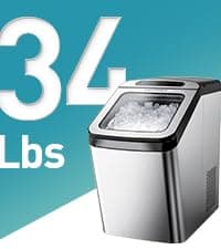 EUHOMY Nugget Ice Makers Countertop, Pebble Ice Maker Machine with 35lbs/24H Soft Ice, Self-Cleaning Sonic Ice Maker with Ice Scoop&Basket, Pellet Ice Maker for Home/Kitchen/Office(Stainless Steels)