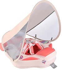 Mambobaby Baby Swim Float with Canopy Non-Inflatable Infant Pool Float with Tail 3-24 Months Avoid Flip Solid Skin-Friendly Material for Toddler Boys Girls