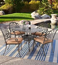 VIVIJASON 9-Piece Outdoor Furniture Dining Set, All-Weather Cast Aluminum Patio Conversation Set, Include 8 Cushioned Chairs and an Oval Table with Umbrella Hole for Balcony Lawn Garden Backyard
