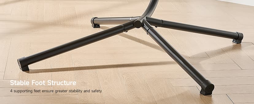 Hanging Egg Chair with Adjustable Footrest & Stand, Wicker Rattan Swing Hammock Chair with Cushion & Double Chains, 350LBS Capacity for Outdoor & Indoor Patio, Deck, Bedroom, Balcony (YE-BE)