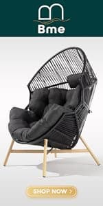 Bme Heavy Duty 400 lbs Capacity Wicker Egg Chairs for Outside & Indoor, Premium Soft Thick Olefin Fabric Cushion & UV 2000 Hours Material Teardrop Design, Durable Against Water, Weather