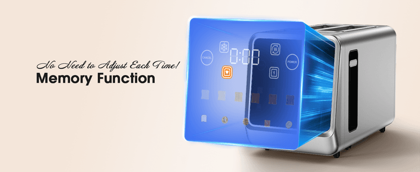 2 Slice Toaster Touch Screen with 1.5" Wide Slots & Memory Recall | 900W Fast Even Toast | LCD Display + 6 Shade Settings for Bagels & Thick Bread