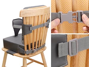 Toddler Booster Seat for Dining Table, Non-Slip Kitchen Chair Booster Seat with Backrest and Adjustable Straps, Portable PU Waterproof Travel Baby Booster Increasing Cushion