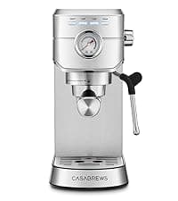 CASABREWS 3700 Essential Espresso Machine 20 Bar, Stainless Steel Cappuccino & Latte Machine with Steam Frother for Home, 43.9oz Water Tank, Silver