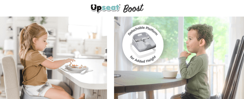 Upseat Boost Ergonomic Toddler Booster Seat for Dining Table, Developed with Physical Therapists to Encourage Posture, 3-Point Harness, Easy to Wipe Clean, and Lightweight Gray