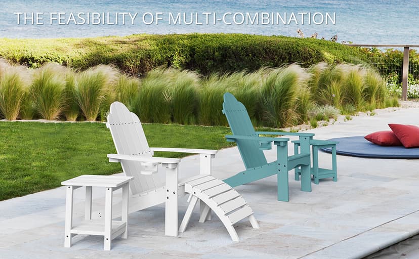 LUE BONA HDPS Adirondack Chairs Set of 4, Fire Pit Outdoor Chair Weather Resistant with Cup Holder, Modern Plastic Chair Plastic for Patio, Deck, Proch, Hotel, Resort, 350LBS, Black