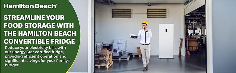 Hamilton Beach HZ8971 17 cu ft Upright Convertible Fridge/Freezer-Frost Free-Reversible Door-Removable Glass Shelves-LED Interior Light, White