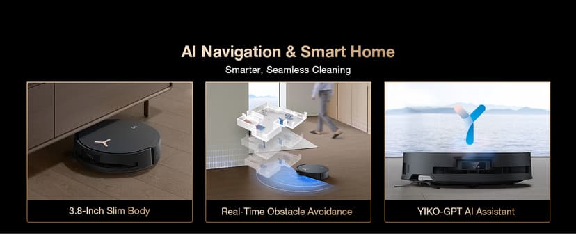 ECOVACS DEEBOT X8 PRO OMNI Robot Vacuum and Mop, 18000Pa, OZMO ROLLER Instant Self-Washing Mopping, 167℉ Hot Water Mop Washing, Auto Cleaning Solution Adding, Hot Air-Drying, Self-Emptying, Black