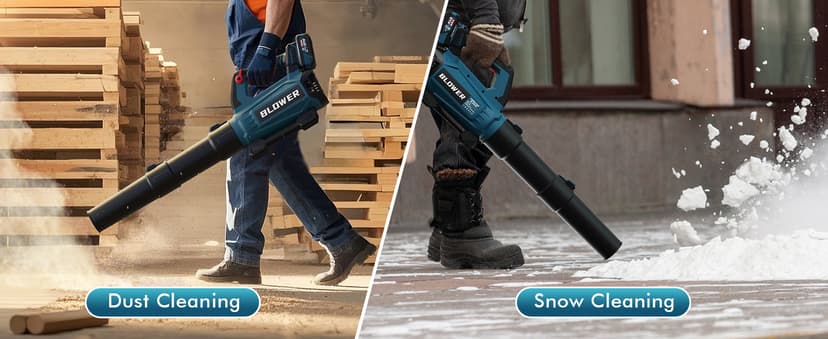 Leaf Blower Cordless (Upgraded) - 630CFM/160MPH, 21V Powerful Electric Cordless Leaf Blower with 2 x 4.0Ah Batteries and Charger, Battery Powered Leaf Blowers for Lawn Care, Patio, Yard, Dust, Snow