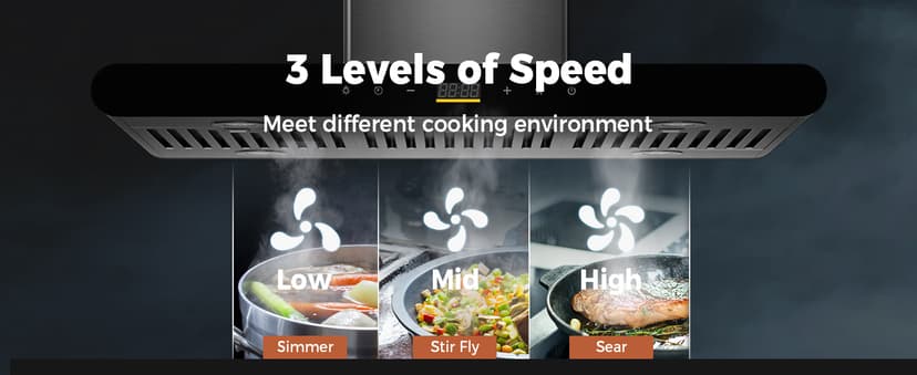 Empava 36 Inch Island Range Vent Hood Ceiling-Mount, Convertible Ducted/Ductless, 3-Speed Touch Control Timer, Stainless Steel Baffle, 4 LED Lights (Charcoal Filters Sold Separately)