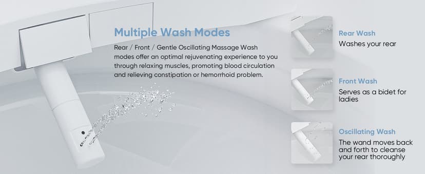 LEIVI Smart Bidet Toilet Seat with Wireless Remote and Side Panel, Multiple Spray Modes, Adjustable Heated Seat, Warm Water and Air Dryer, Auto LED Nightlight, Elongated