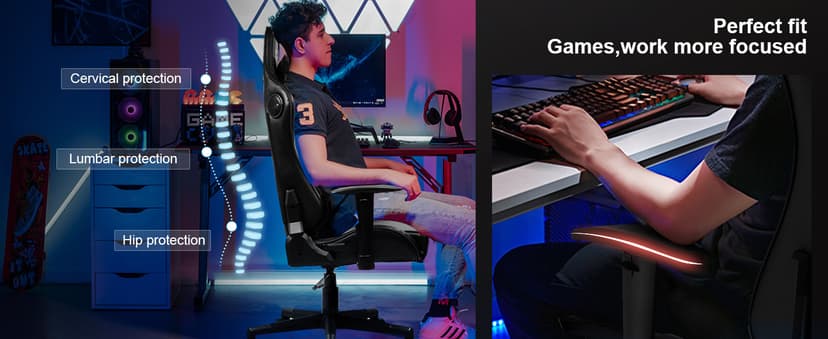 GTRACING Gaming Chair with Speakers Bluetooth Music Video Game Chair Audio Ergonomic Design Heavy Duty Office Computer Desk Chair (Black)