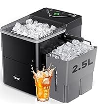 Nugget Ice Maker Countertop, Silonn Chewable Pellet Ice Machine with Self-Cleanin Function, 33lbs/24H Portable Ice Makers for Home Kitchen Officce, Black