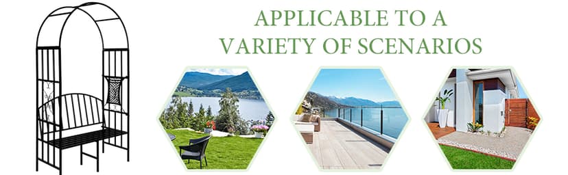 Garden Arch Heavy Duty (Holds 660lbs-250kg) | Metal Arbor Archway for Climbing Plant & Two People Seat Bench |Outdoor Lawn Backyard Decor 81 x 45.3 x 20 in - Black