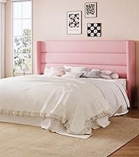 Allewie Queen Size Platform Bed Frame with Velvet Upholstered Wingback Headboard, No Box Spring Needed, Under Bed Storage Space, Strong Wooden Slats, Modern Mattress Foundation, Easy Assembly, White