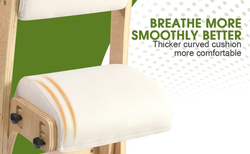 Ergonomic Kneeling Chair with Back Support,Kneeling Chair Improve Posture and Relife Back Pain,Soft Memory Arc-Pad and Wood Adjustable Height Rocking Knee Chairs,Ideal for Office Home Desk,Natual