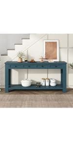 Solid Wood Console Table Entryway Table with Storage Drawers and Bottom Shelf Sofa Table for Entry Hallway Foyer Sofa Couch Table,Fully Assembled (48.8" Brown)