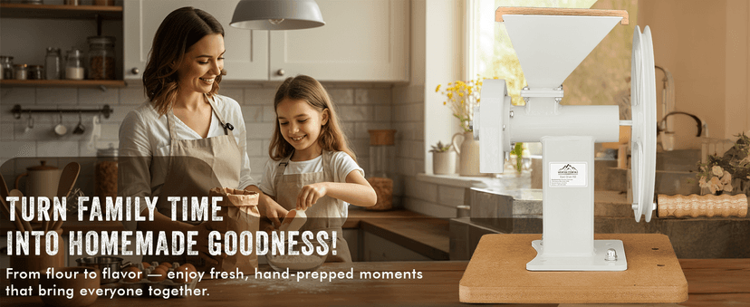 Manual Hand Grain Mill White | Heavy-Duty Hand Operated Food Grinder for Wheat, Corn, Oats, Coffee Beans, Rice & Dry Grains | Hand Crank Kitchen Flour Mill for Home, Camping, Survival & Everyday Use