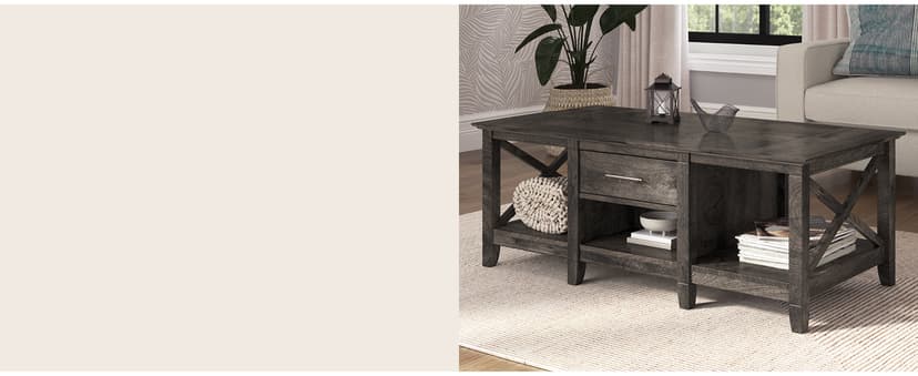 Bush Home End Table with Drawer, Nightstand with Storage, Living Room and Bedroom Furniture, Key West Collection, Washed Gray