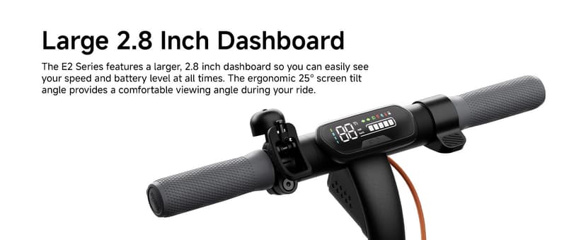 Segway Ninebot E2 Plus II/ E2 Pro Electric Scooter, 15.5 mph Top Speed, Front Suspension (E2P2 Only), Portable Kick Scooter for Adults, UL-2272 2271 Certified