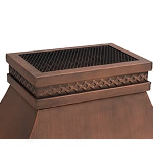 Sunjoy Outdoor Fireplace, Smith Collection Patio Wood Burning Steel Fireplace with Chimney, Spark Screen, Fire Poker, and Removable Grate, Copper with Yellow Tile