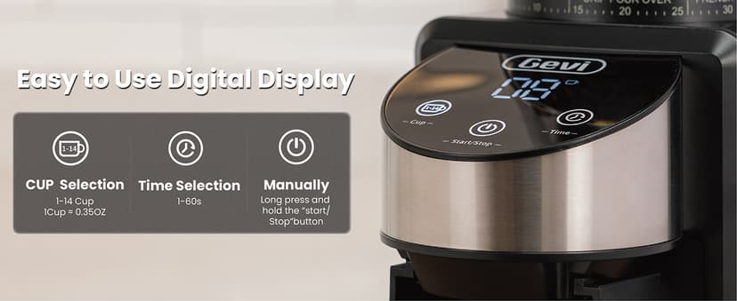 Gevi Coffee Grinder Electric,Coffee Bean Grinder with 35 Grind Settings for Espresso,Drip,French Press,Burr Coffee Grinder for Home Use,Anti-static Design,Black