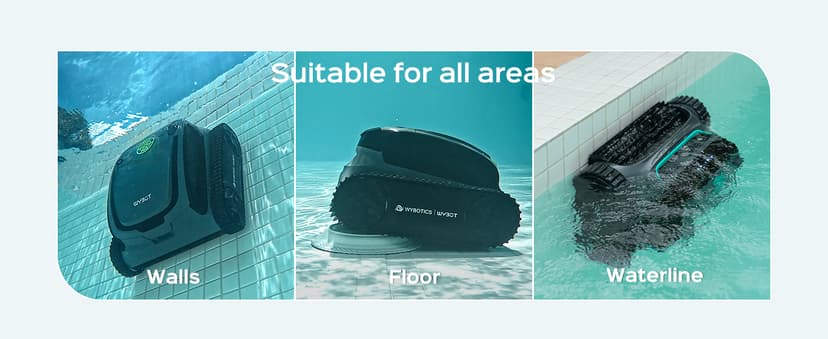 WYBOT S2 Cordless Robotic Pool Cleaner, Smart Navigation Inground Pool Vacuum Lasts 180 Mins, Wall Climbing & Waterline Cleaning for Pools up to 3229 Sq.ft, Switch/App Mode, Dual Filtration
