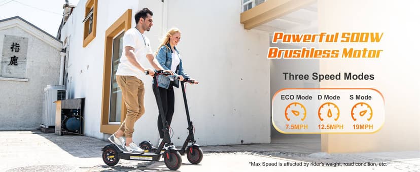 EVERCROSS Electric Scooter, 350W/500W Electric Scooter Adults, 8.5"/10" Tires, Up to 19/22 Miles Range, 19 MPH Lightweight E-Scooter with Dual Shock Absorption