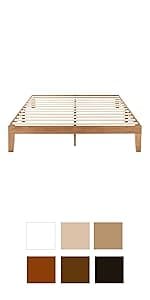 Mellow Naturalista Classic - 12 Inch Solid Wood Platform Bed with Wooden Slats, No Box Spring Needed, Easy Assembly, Queen, Pine