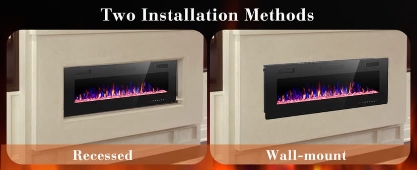 60" Electric Fireplace in-Wall Recessed and Wall Mounted 1500W Fireplace Heater and Linear Fireplace with Timer/Multicolor Flames/Touch Screen/Remote Control
