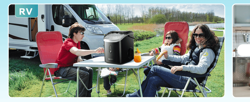 EUHOMY Nugget Ice Maker Countertop with Handle, Ready in 6 Mins, 34lbs Per Day, Removable Top Cover, Auto-Cleaning, Portable Sonic Ice Maker with Basket and Scoop, for Home/Party/RV/Camping (Black)