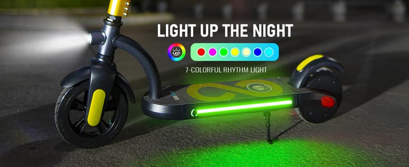 Gyroor H40 Kids Electric Scooter, 180W Motor, Up to 10 MPH, LED Display & Colorful Lights, Adjustable Height, for Boys & Girls Ages 8-12, Great Birthday Gift