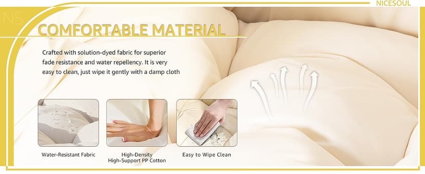 NICESOUL Wicker Egg Chair with Ottoman, Indoor Outdoor Egg Basket Lounge Chair w/Cushion, Oversized Egg Seat with Legs 440 Lbs, Comfy Cozy Boho Style Nest Chair w/Footrest for Patio, Balcony, Beige