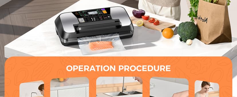 95kpa Vacuum Sealer Machine, Commercial Full Automatic Food Sealer, Food Vacuum Sealing Machine with Cutter, 10 Pre-cut Bags & Bag Rolls and Accessory Hose, Fully Starter Kits, Black