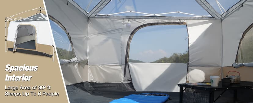 REDCAMP Canopy Camping Tent for Pop Up Canopy Tent, Inner Tent Converts Straight Leg 10'x10' or 10'x20' Canopy into Camping Tent, Fits 4-6 Person(Frame/Shelter NOT Included)