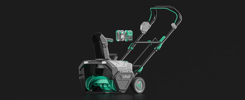 Litheli 2x20V Battery Powered Cordless Snow Blower, 20'' Brushless Electric Snow Thrower with Wheels, LED Lights, 180° Chute, Powerful Snow Removal Kit with 4.0Ah Battery and Fast Charger