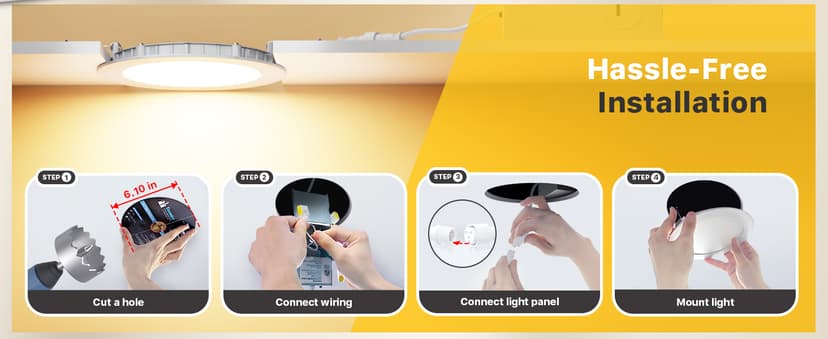 Ensenior 12 Pack 6 Inch LED Recessed Ceiling Light, Dimmable, 2700K-5000K 5CCT, 1200LM 12W 120V, High Brightness Canless Wafer Downlight - ETL&FCC&IC