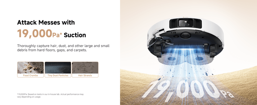 Mova P50 Pro Ultra Robot Vacuum and Mop, 19,000Pa Suction with Anti-Tangle Brush, Removable & Liftable Mop for Carpet & Floor, 167℉ Mop & Washboard Self Drying & Cleaning, Auto Empty & Refill