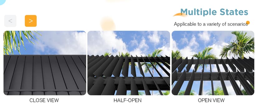 EROMMY Louvered Pergola 12' x 24' Outdoor Hard Top Pergola with Aluminum Frame and Adjustable Metal Rainproof Roof for Garden & Patio, Curtains and Netting Included, Gray-Black